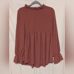 Spice Rose Women's Ruffled Blouse - Rust